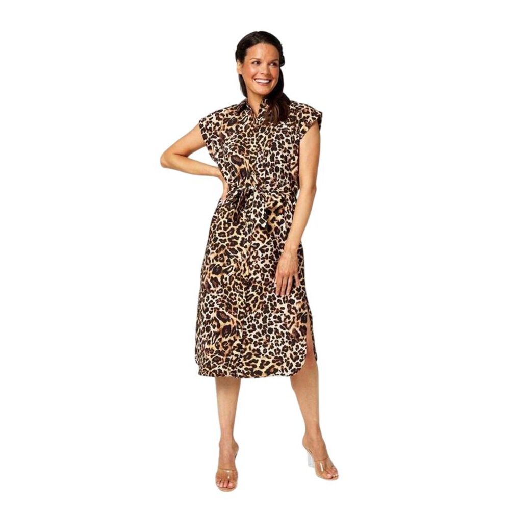 Biba Womens/Ladies Leopard Print Shirt Dress / Brown/Black